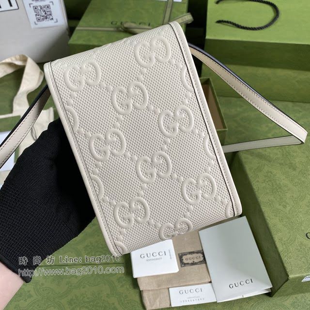 Gucci顶级男女包包 古驰GG压花翻盖手机包 Gucci单肩斜挎包 625571  gdj1675